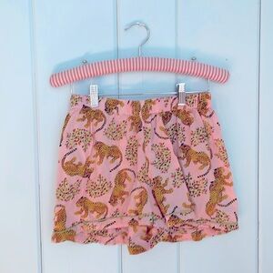 Haute Dreamz Cheetah Floral Pink Lounge Sleep Shorts Women's Size Medium 100% Ct